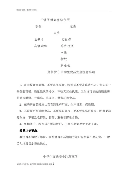 最新三级医师查房站位图