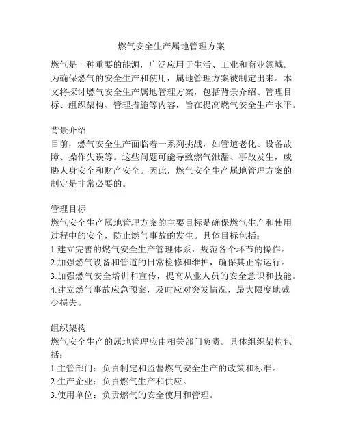 燃气安全生产属地管理方案