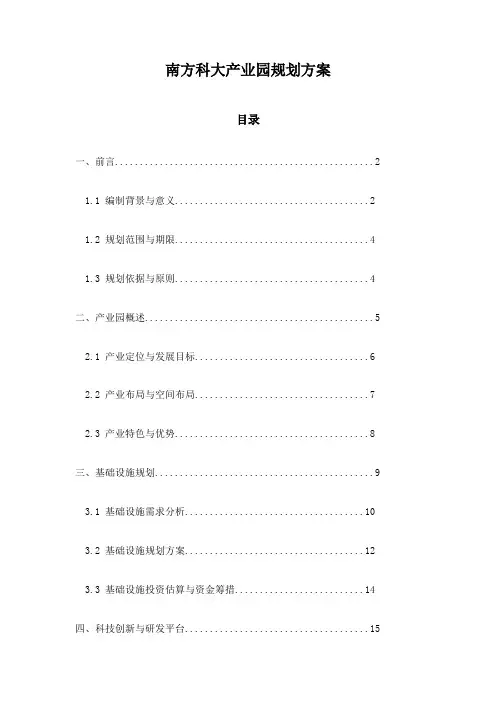 南方科大产业园规划方案