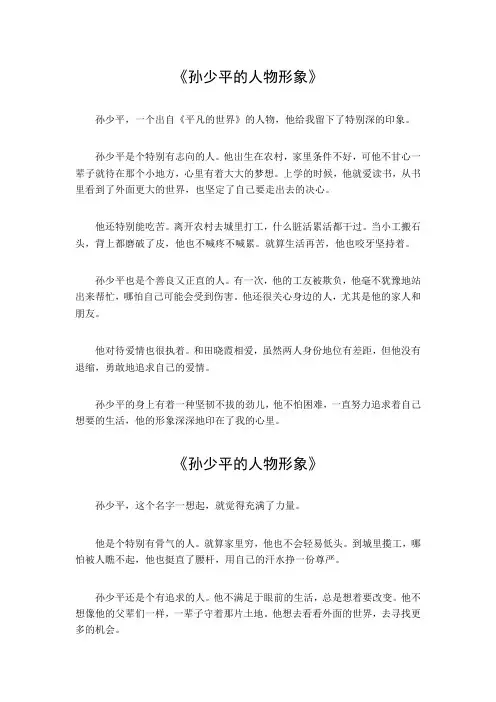 孙少平的人物形象500字