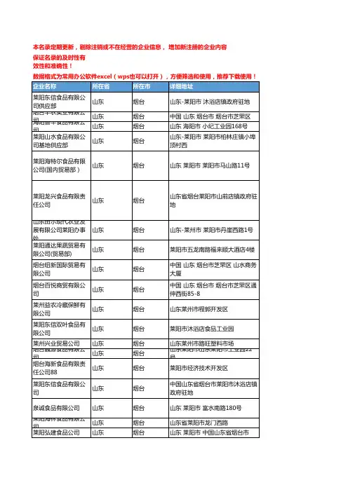 2020新版山东烟台冷冻蔬菜企业公司名录名单黄页联系方式大全108家