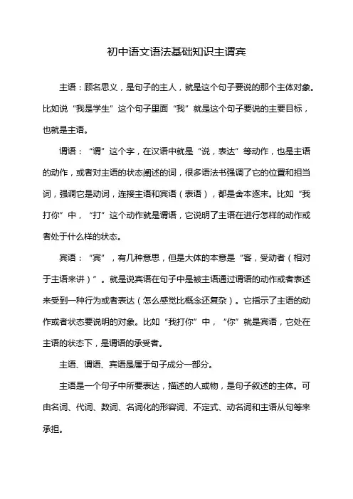 初中语文语法基础知识主谓宾