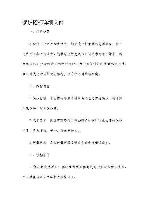 锅炉招标详细文件