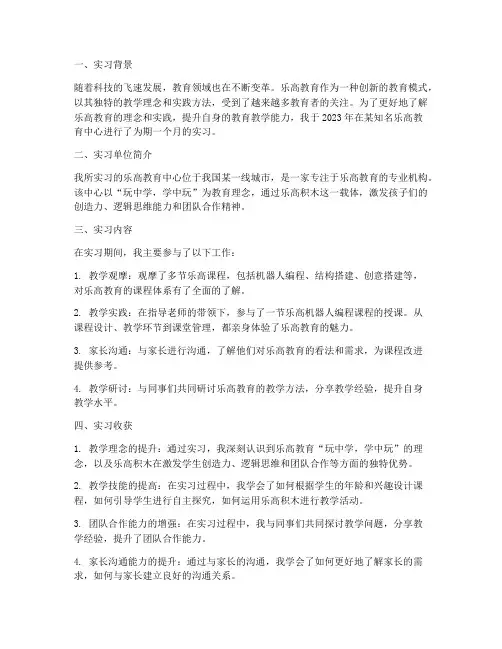 乐高教育实习报告