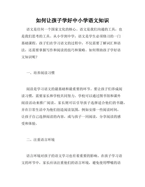 如何让孩子学好中小学语文知识
