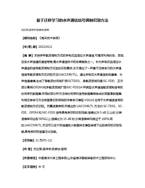 基于迁移学习的水声通信信号调制识别方法