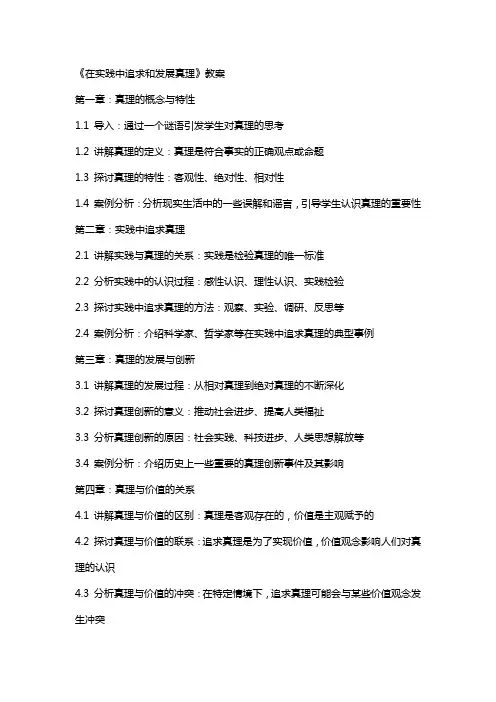 《在实践中追求和发展真理》教案