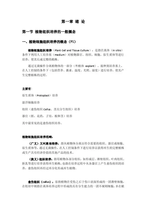 植物组织培养复习资料概要