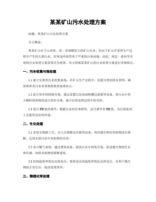 某某矿山污水处理方案 (2)