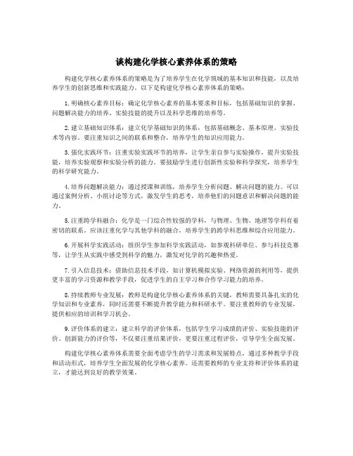 谈构建化学核心素养体系的策略