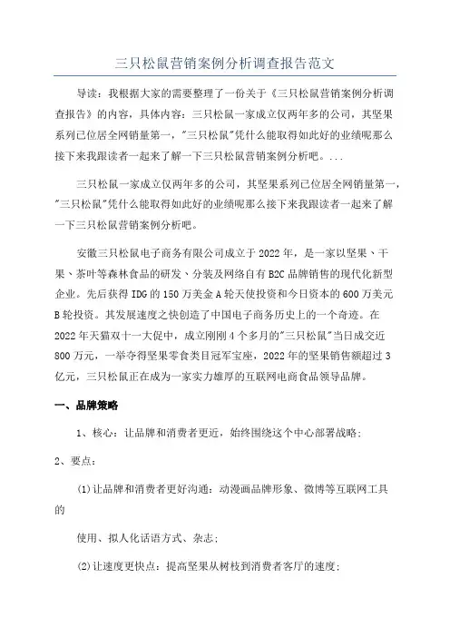 三只松鼠营销案例分析调查报告范文