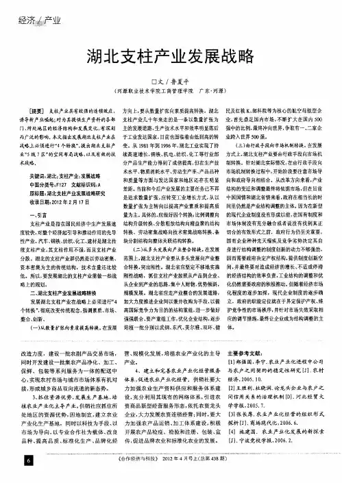 湖北支柱产业发展战略