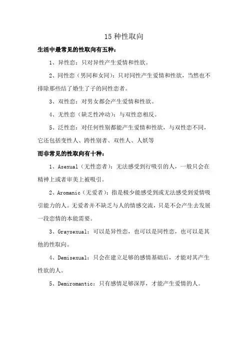 15种性取向