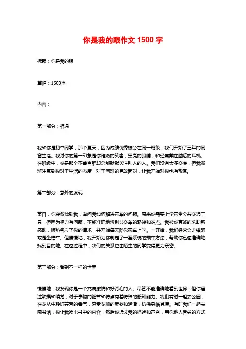 你是我的眼作文1500字