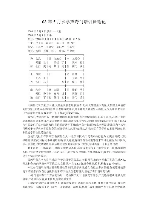08年5月幺学声奇门培训班笔记1