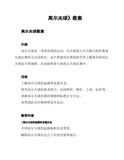 高尔夫球》教案