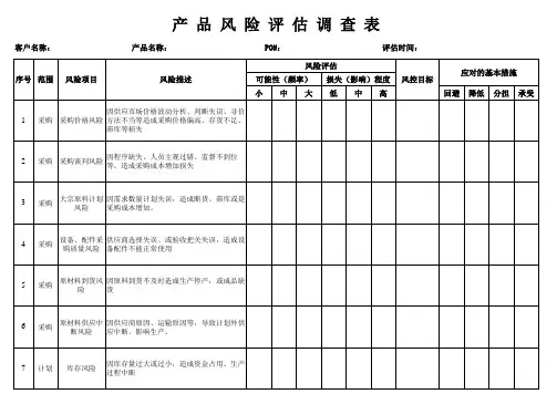 产品风险评估表