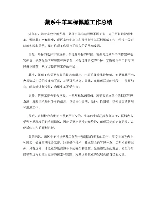 藏系牛羊耳标佩戴工作总结