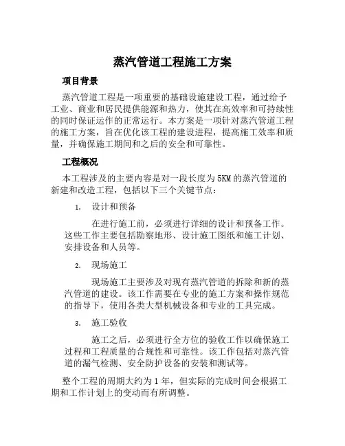 蒸汽管道工程施工方案范文
