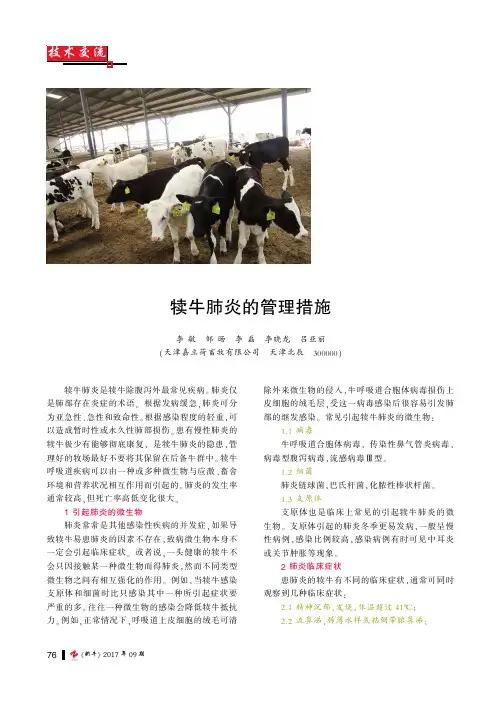 犊牛肺炎的管理措施