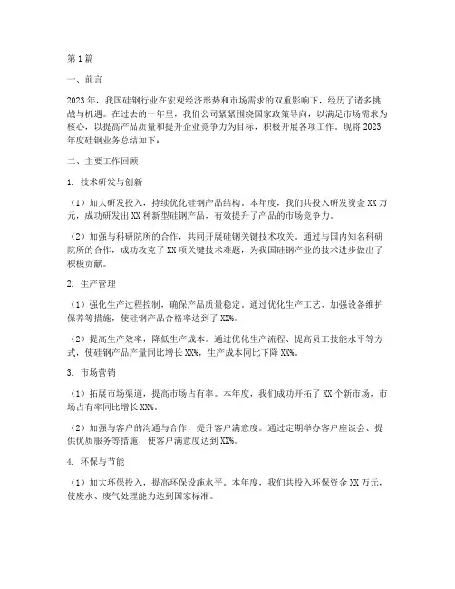 硅钢年度总结报告范文(3篇)