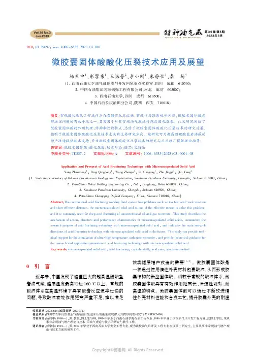 微胶囊固体酸酸化压裂技术应用及展望