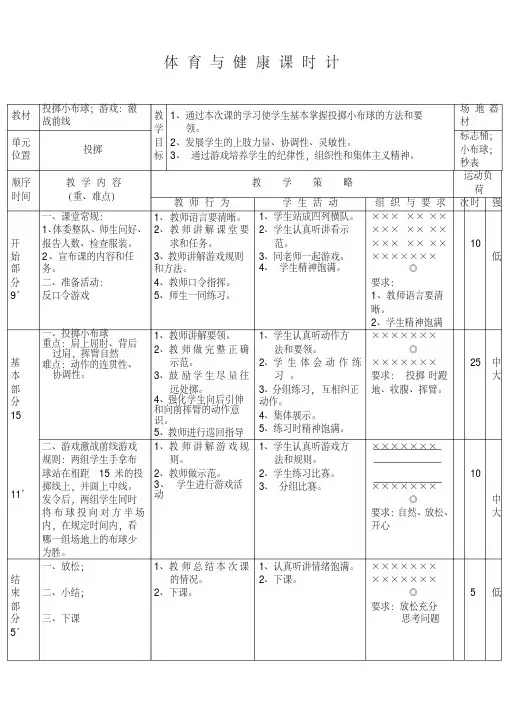新人教版一至二年级体育《基本身体活动4.单手正对投掷方向持小垒球(小沙包)掷远与游戏》公开课教案_21