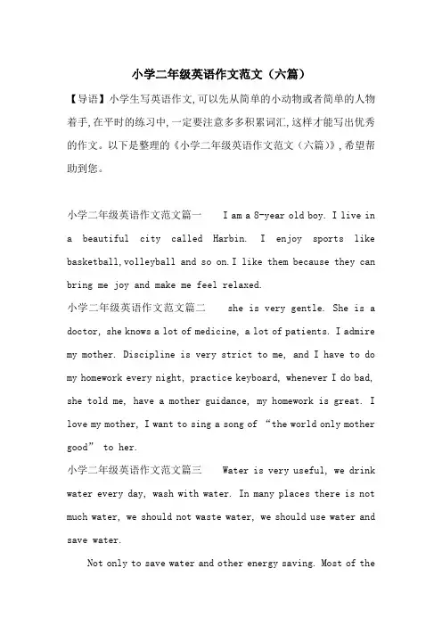 最新小学二年级英语作文范文(六篇)