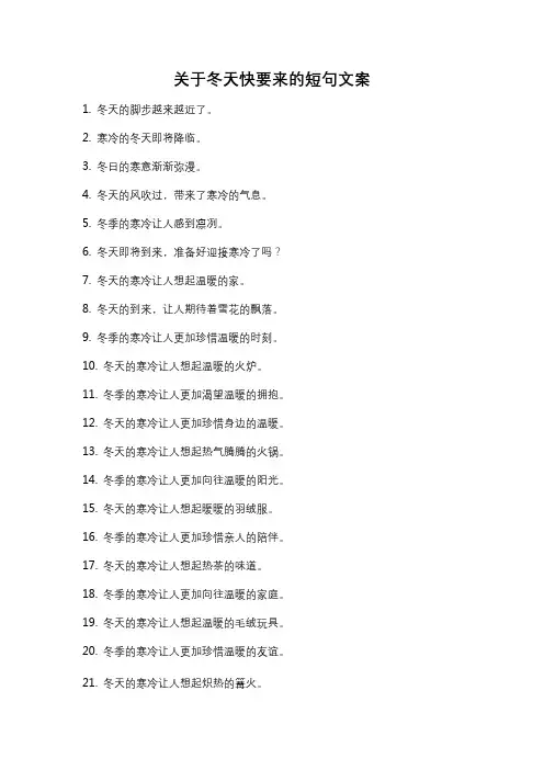 关于冬天快要来的短句文案