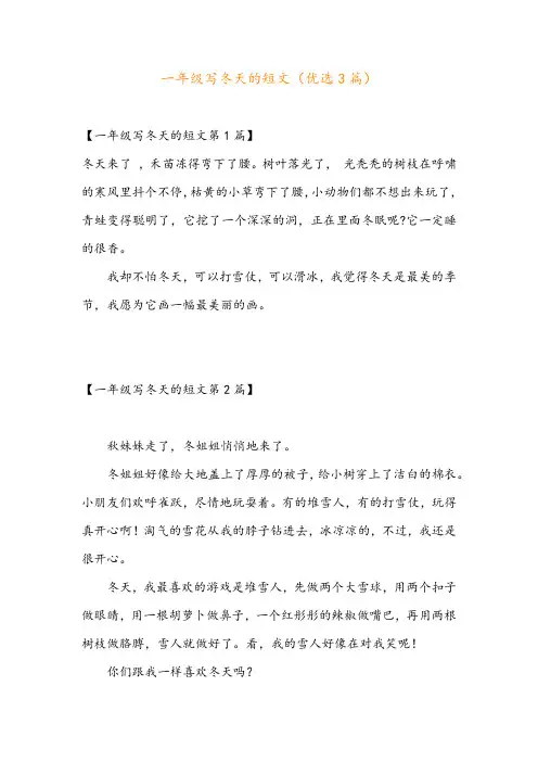 一年级写冬天的短文(优选3篇)