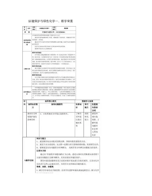 环境保护与绿色化学教学设计.