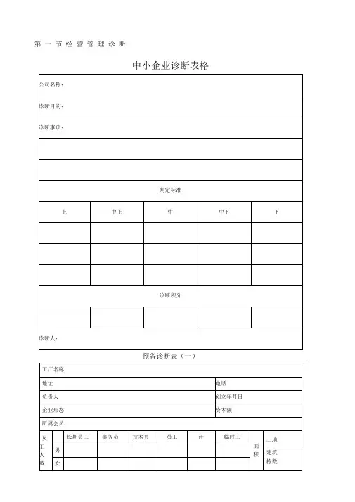 中小企业诊断表格