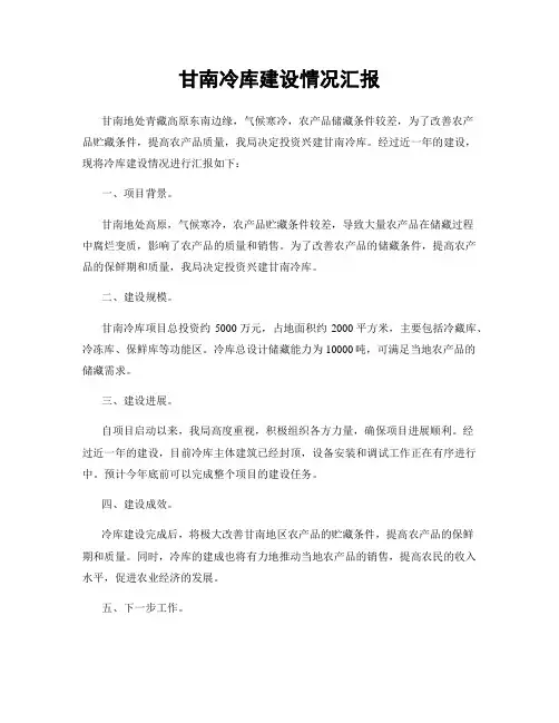 甘南冷库建设情况汇报