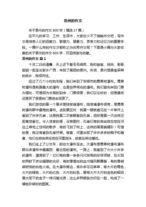 关于贵州的作文800字（精选17篇）