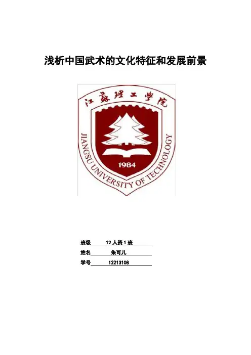 浅析中国武术的文化特征和发展前景