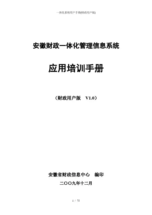 一体化系统用户手册(财政用户版)