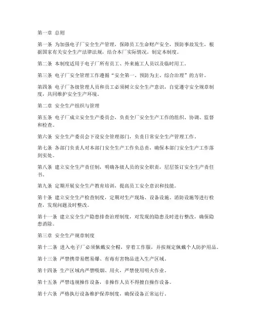 电子厂安全规则制度范本