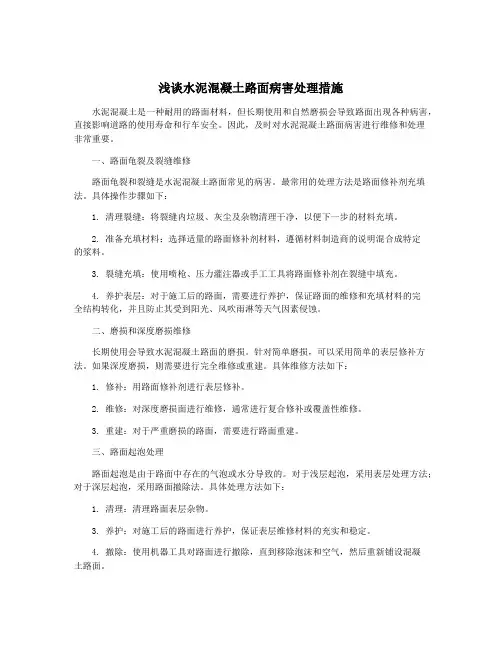 浅谈水泥混凝土路面病害处理措施