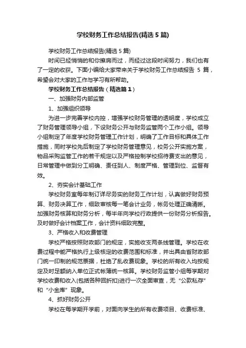 学校财务工作总结报告（精选5篇）