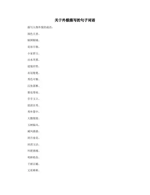关于外貌描写的句子词语