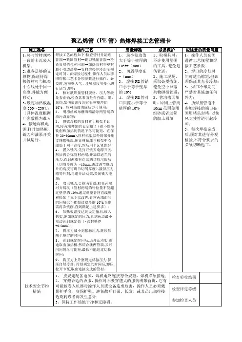 PE管焊接工艺卡