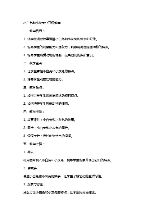 小白兔和小灰兔公开课教案