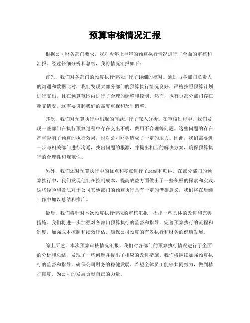 预算审核情况汇报