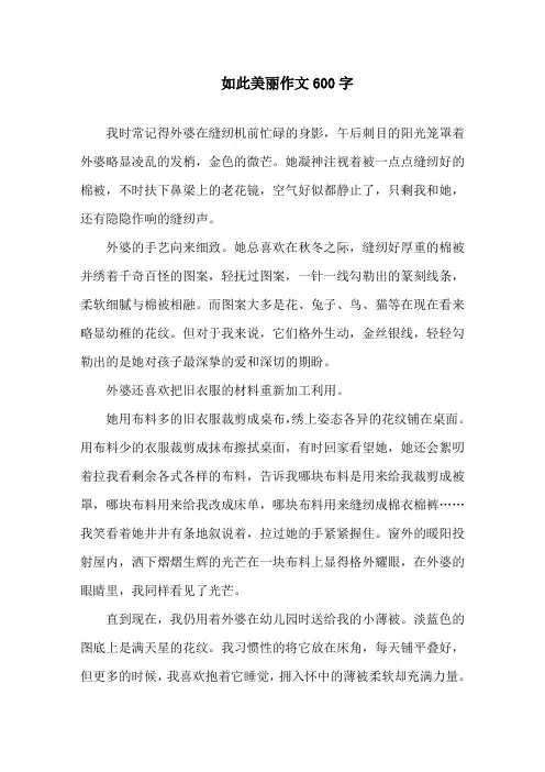 如此美丽作文600字精选
