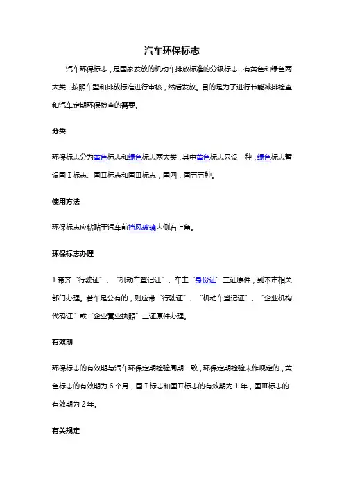 汽车环保标志