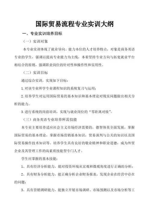 国际贸易流程实训大纲