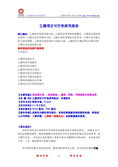 乙腈项目可行性研究报告