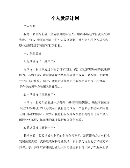 个人发展计划