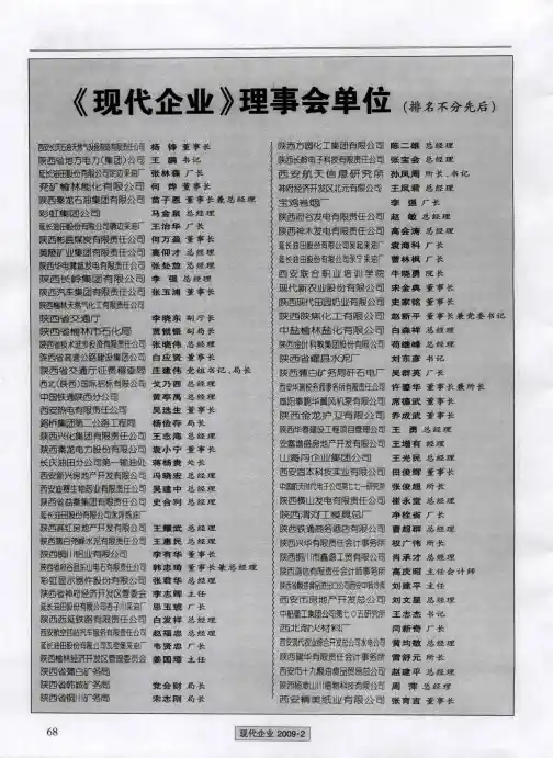 《现代企业》理事会单位(排名不分先后)