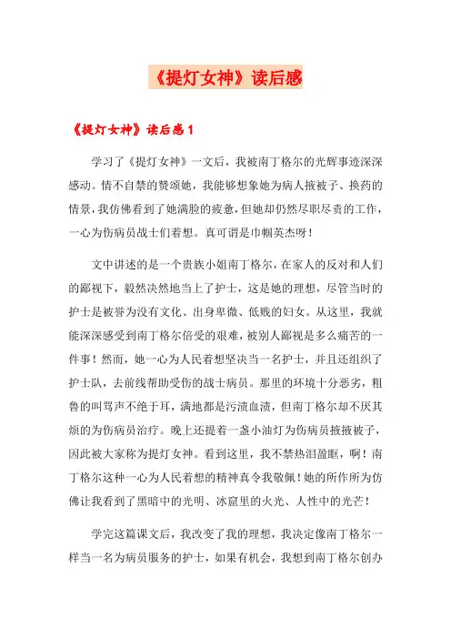 《提灯女神》读后感